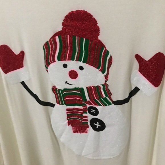 ❤️last 1 left❗️ Ivory Snowman Glitter Print Dress - Picture 6 of 7